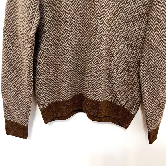 Barbour Mens Wool Chevron V-neck Sweater XXL Chocolate Log Cabin Rustic Academia - Picture 4 of 8